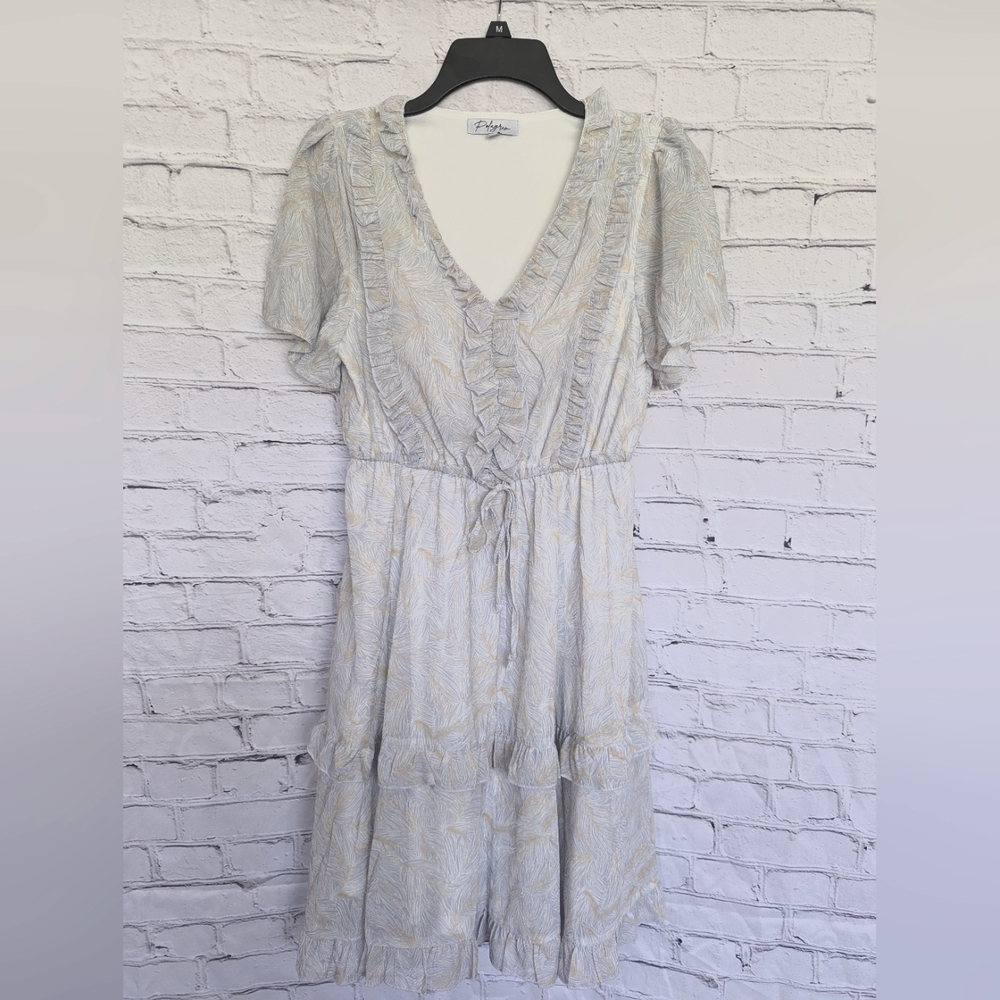 Polagram by Wellmade - Jill Ruffle Short Dress Light Blue Print Size S